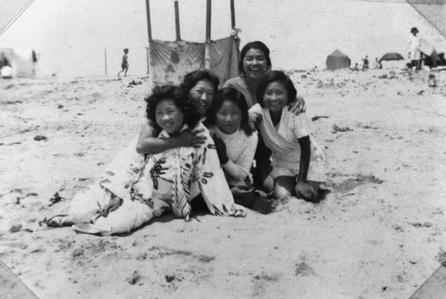 Teenage Girls from Japanese Free Methodist Church at Beach [graphic]