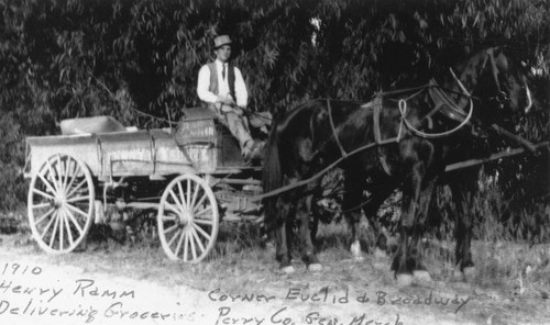 Henry Ramm delivering groceries, Anaheim [graphic]