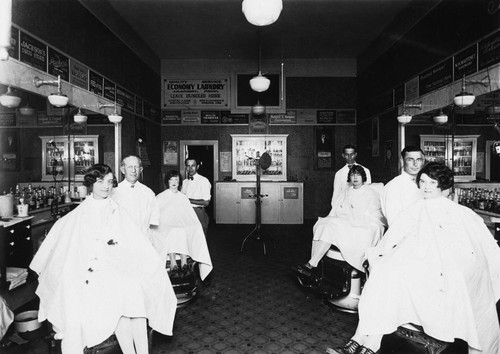 Higgins & Vanatta Barber Shop, Interior View, Anaheim [graphic]