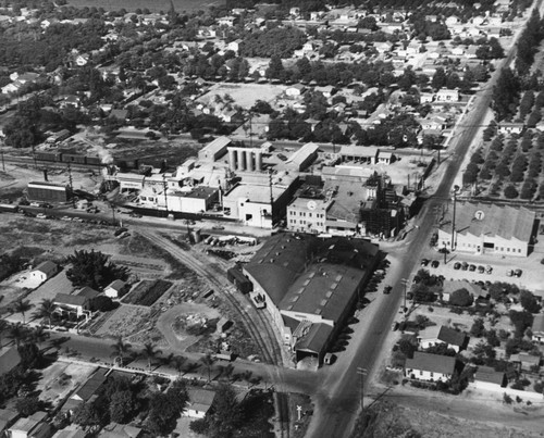 Aerial View of Anaheim, Looking East Down Santa Ana Street. [graphic]