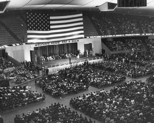 Anaheim Convention Center, "Welcome Home Pat & Dick" Nixon. [graphic]