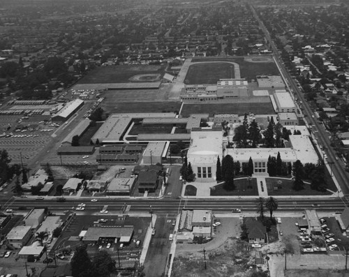 Aerial View of the Anaheim Union High School Campus. [graphic]