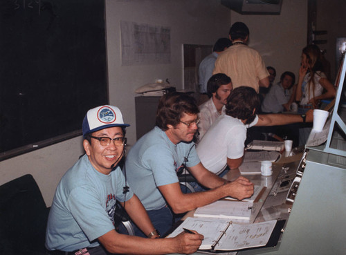 Frank Hirahara in Satellite Control Room in NASA [graphic]