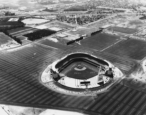 Aerial View of the Anaheim Stadium. [graphic]