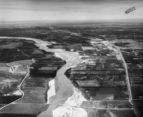 Aerial View of the Santa Ana River after the 1938 Flood. [graphic]