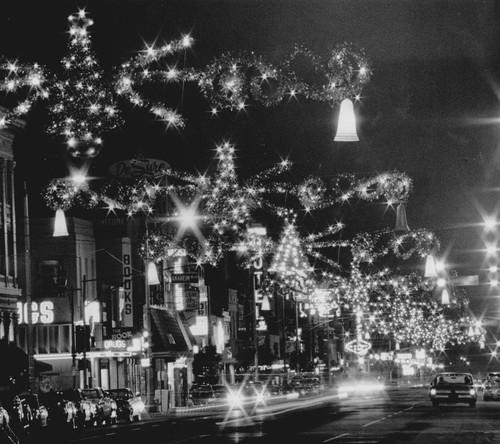 West Lincoln Avenue Alight with Christmas Decorations. [graphic]