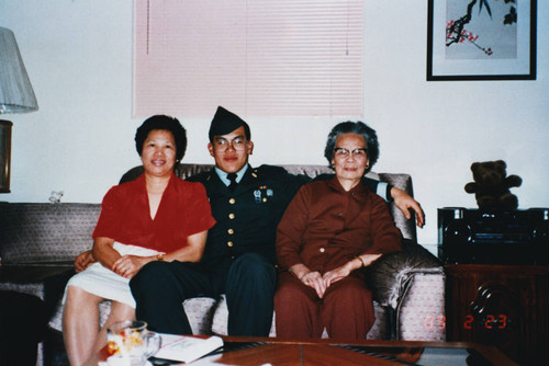 Kenneth Wai in U.S. Army Uniform, With Mother and Grandmother [graphic]