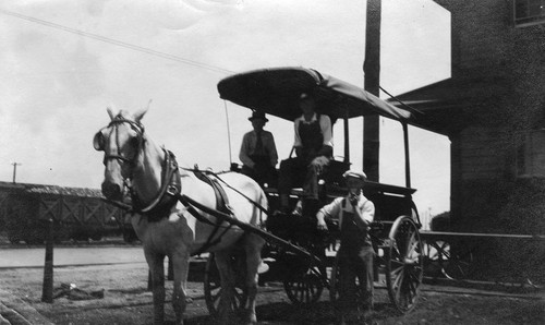 Horse-Drawn Wagon at Anaheim Southern Pacific Railway Depot, Anaheim [graphic]