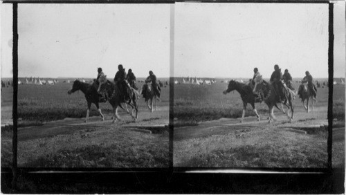 Squaw riding out to participate in bringing in brush. Fort Belknap Reservation, Mont., July, 1906