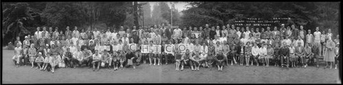 Group portrait of the attendees of the 1954 Monte Toyon I at Monte Toyon in Aptos, California