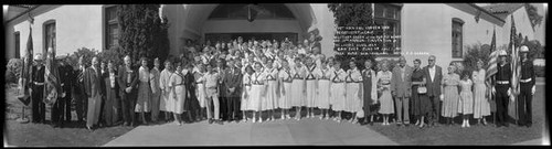 Group portrait of the attendees of the 19th Annual Convention of the Department of California Military Order of the Purple Heart and the 19th Annual Convention of the Ladies Auxiliary