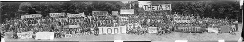 Group portrait of the attendees of the June 1945 Methodist Youth meeting at Monte Toyon Camp