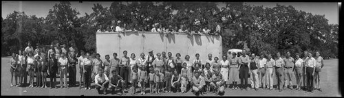 Group portrait of attendees at the Garden City Transportation Company picnic