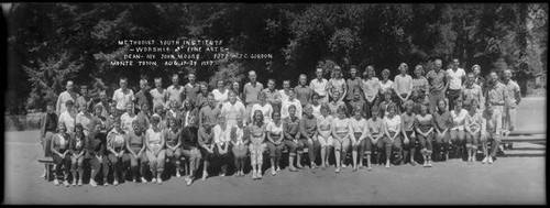 Group portrait of the 1957 Methodist Youth Institute Worship and Fine Arts meeting at Monte Toyon