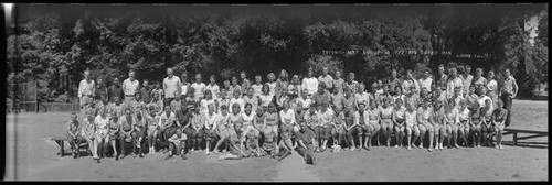 Group portrait of the attendees of the August 1957 Monte Toyon Camp