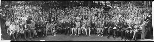 Group portrait of the attendees of the 1939 Mount Hermon Northern California Baptist Youth Movement Bible Conference