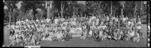 Group portrait of the attendees of the Collier Company barbeque