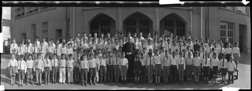 Group portrait of young male students attending St. Joseph's School