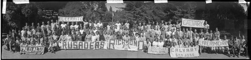 Group portrait of the attendees of the September 1949 Methodist Youth meeting at Monte Toyon Camp