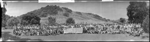 Group portrait of participants at the annual Bob Coyle Chevrolet Company picnic