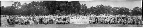 Group portrait of participants at the annual Garden City Chevrolet Company picnic