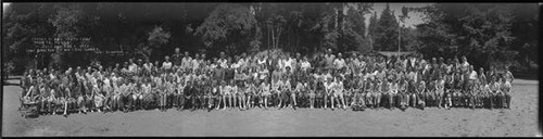 Group portrait of the attendees of the Church of God Youth Camp at Monte Toyon in Aptos, California