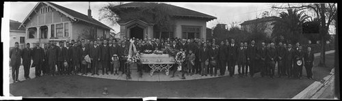 Japanese funeral in front of a Methodist Episcopal church