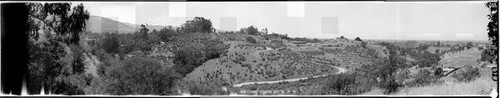 Panorama view of homes and hills near Los Gatos-Saratoga Road