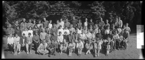 Group portrait of the attendees of the 1960 Episcopal Church Diocese of California Senior High Conference at Monte Toyon