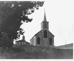 St. Teresa's Catholic Church in Bodega, California, with Potter School in the background
