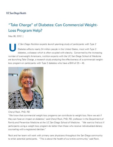 "Take Charge" of Diabetes: Can Commercial Weight-Loss Program Help?