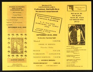 Woman to woman: man to man conference, 2002, flier
