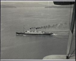 View of ship heading for Golden Gate, San Francisco Bay, California, 1920s