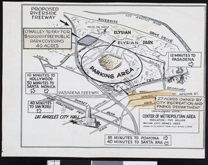 Schematic map of the new Dodgers Stadium's site and surrounding area, Los Angeles