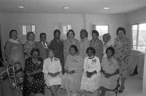 Older women posing together at the Alpha Kappa Alpha House, Los Angeles, 1987