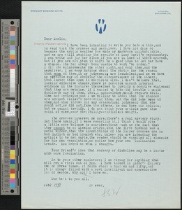 Stewart Edward White, letter, 1937-02-02, to Hamlin Garland
