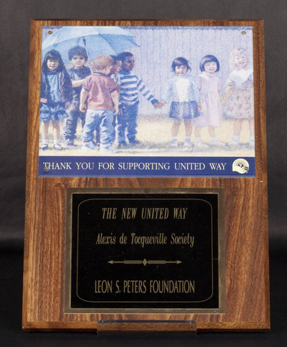United Way Alexis de Tocqueville Society gift plaque for Leon S. Peters Foundation