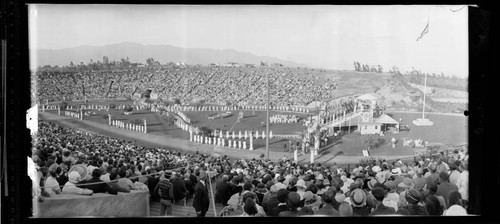 High school commencement at the Rose Bowl, Pasadena. 1928