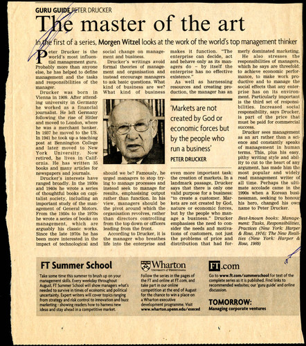 Article on Peter F. Drucker's life and work