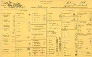 WPA household census for 516 N BUNKER HILL, Los Angeles