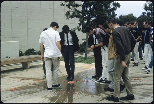 Students view the point of watermelon impact