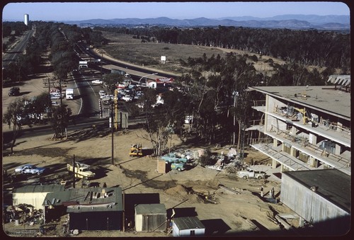 Intersection of Highway 101 and Miramar Road with Bonner Hall at right