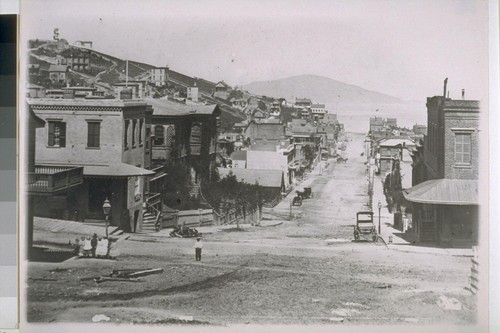 Mason Street looking north from Clay. 1868