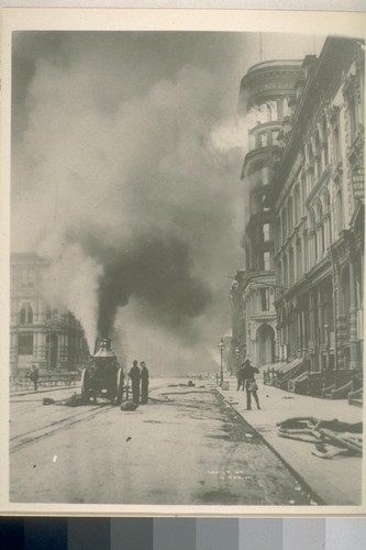 California and Sansome. Firemen trying to get water from a cistern