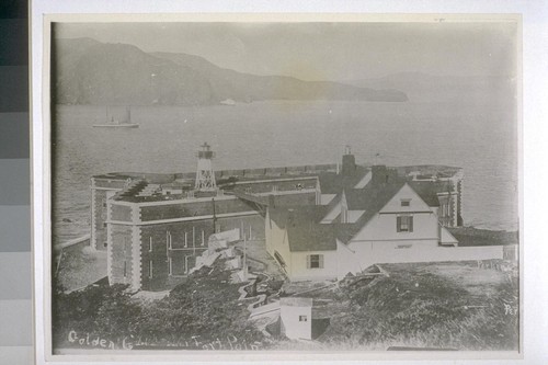 Fort Winfield Scott, across Golden Gate to Lime Point (white object in distance)