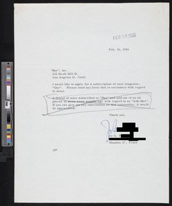 Jo B., letters (1965)