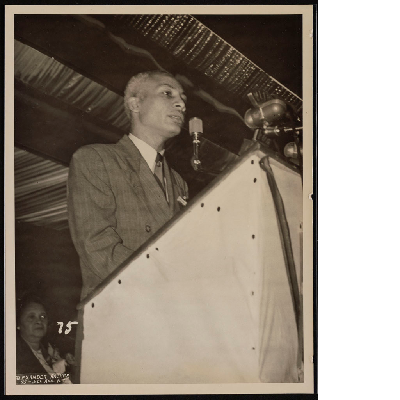 Harold A. Stevens delivering speech at the Silver Jubilee and 7th Biennial Convention of the Brotherhood of Sleeping Car Porters