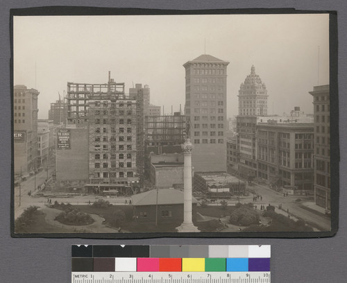 [View of Union Square from St. Francis Hotel.]