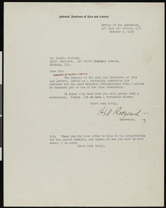 Henry D. Sedgwick, letter, 1914-10-09, to Hamlin Garland