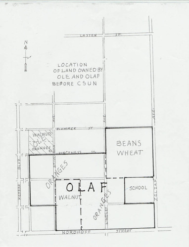 Location of land owned by Ole and Olaf before CSUN was built